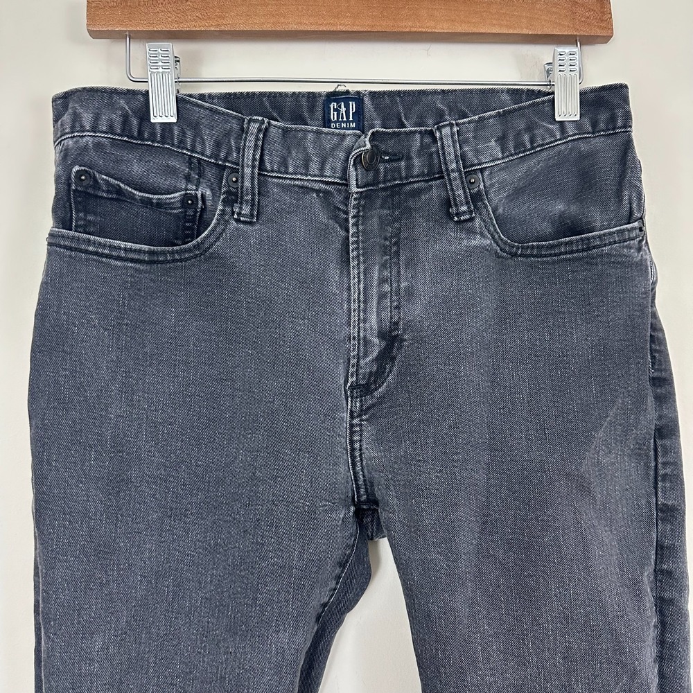 Gap Denim Jeans Gray Cotton Stretch 5 Pockets Dark Wash Skinny Leg Women's 30x32